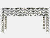 Bone Inlay 3 Drawer Console Chevron Design Black 2